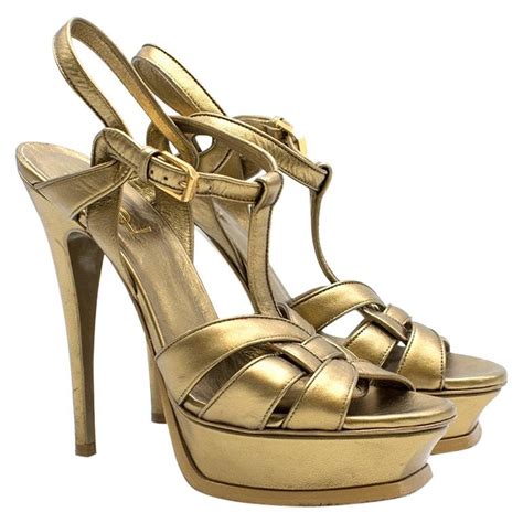 ysl tribute gold 75|Saint Laurent Tribute Leather Platform Sandals .